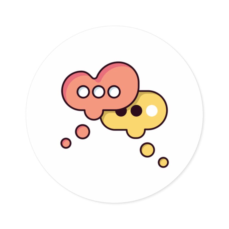 Cute Speech Bubble Round Sticker — Chat Conversation Laptop Decal