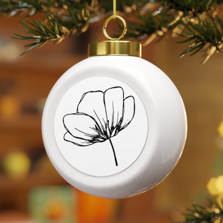 Floral Poinsettia Christmas Ball Ornament