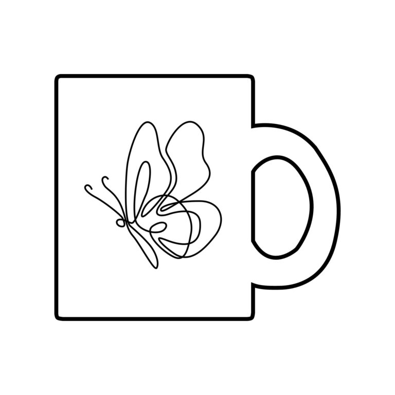 Butterfly Line Art Glass Mug - "Wrap Yourself in Comfort" 10oz