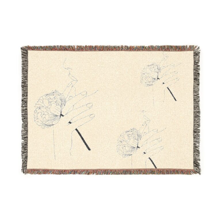 Woven Blanket — Minimal Dandelion Hands Throw Blanket
