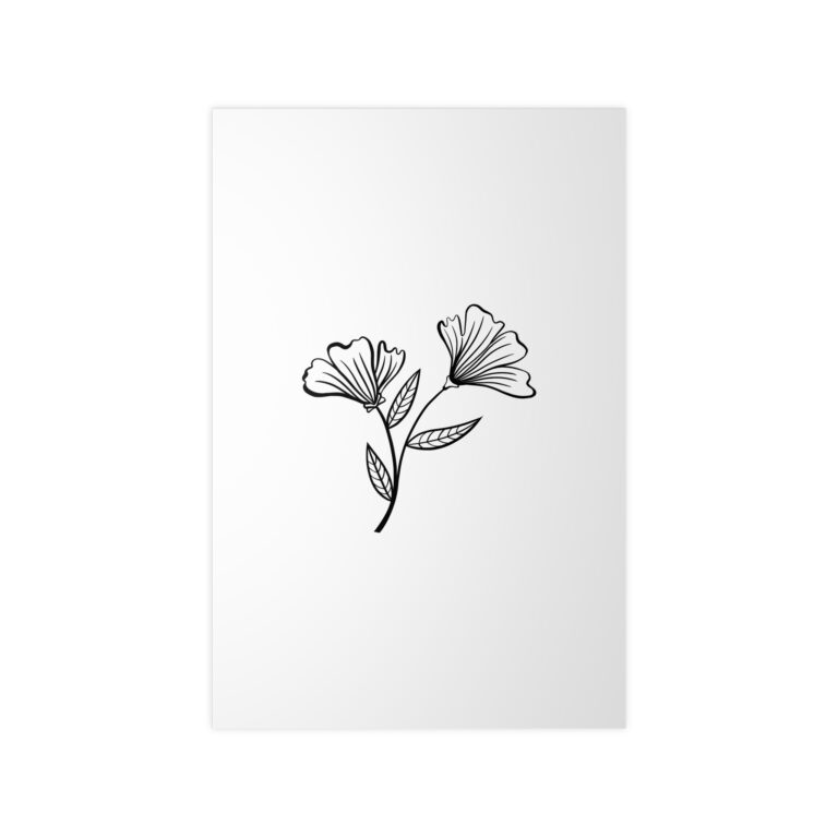 Minimal Black Line Flower Poster — Photopaper Botanical Wall Art