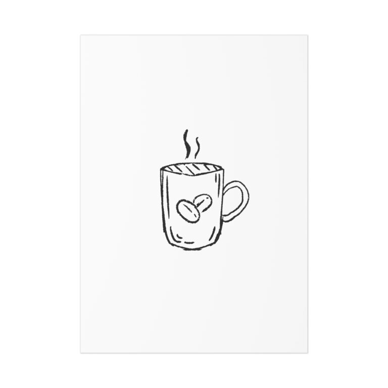 Coffee Mug Sketch Poster — Minimalist Kitchen Art Print
