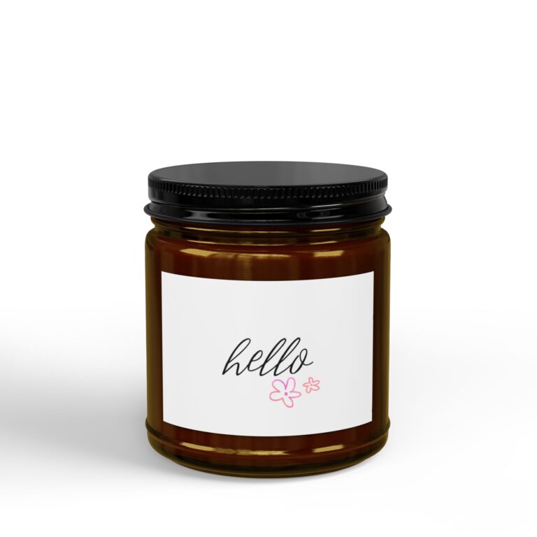 Hello Floral Soy Candle — Scented Amber Jar (4oz & 9oz)
