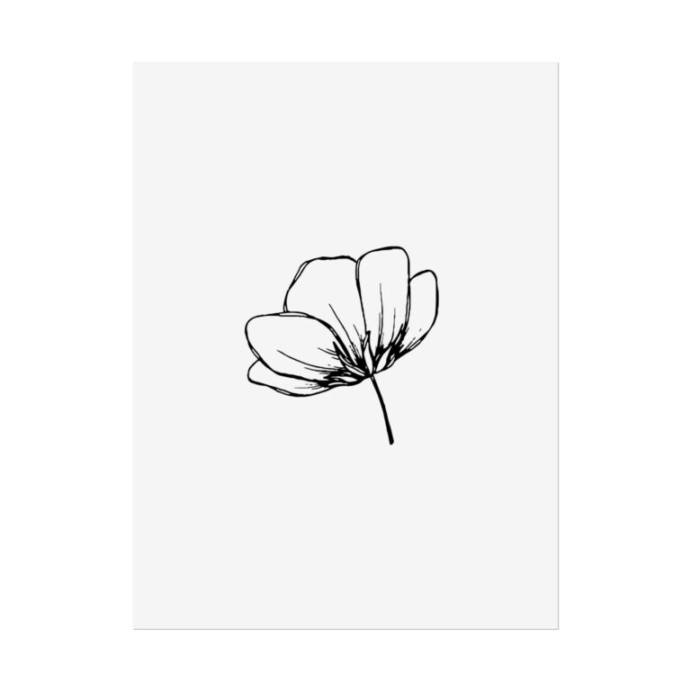 Minimalist Line Art Flower Poster — Rolled Botanical Wall Print