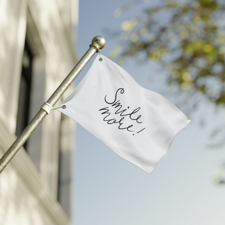 Smile More Double-Sided Decorative Flag — Handwritten Hearts Outdoor Banner