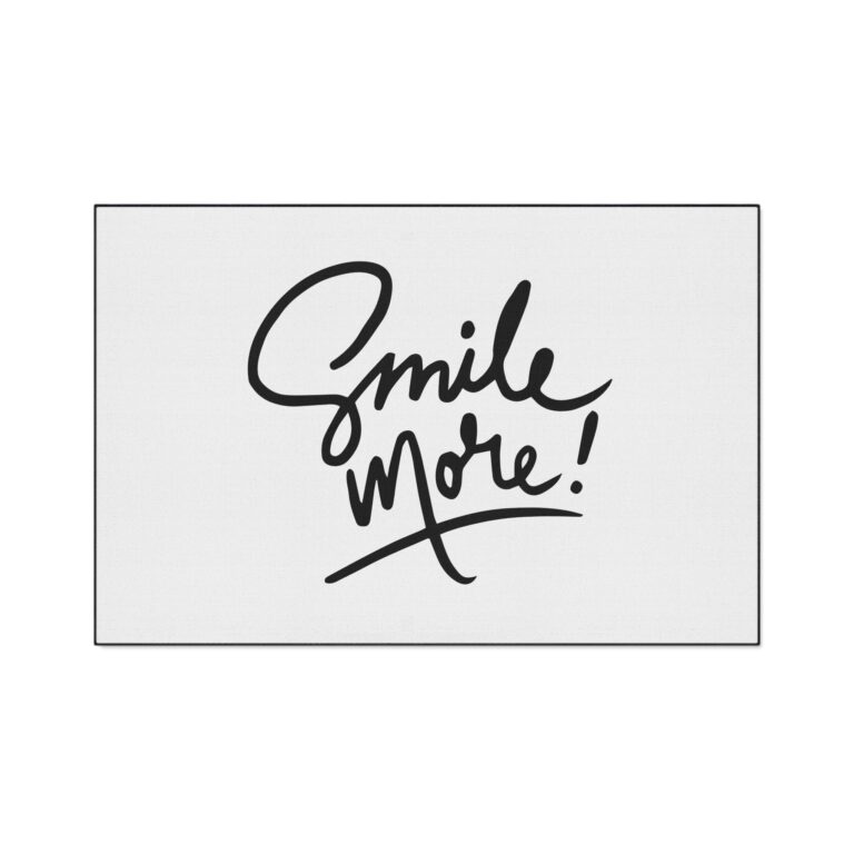 Smile More Heavy-Duty Floor Mat — Non-Slip Entry Rug with Handwritten Script