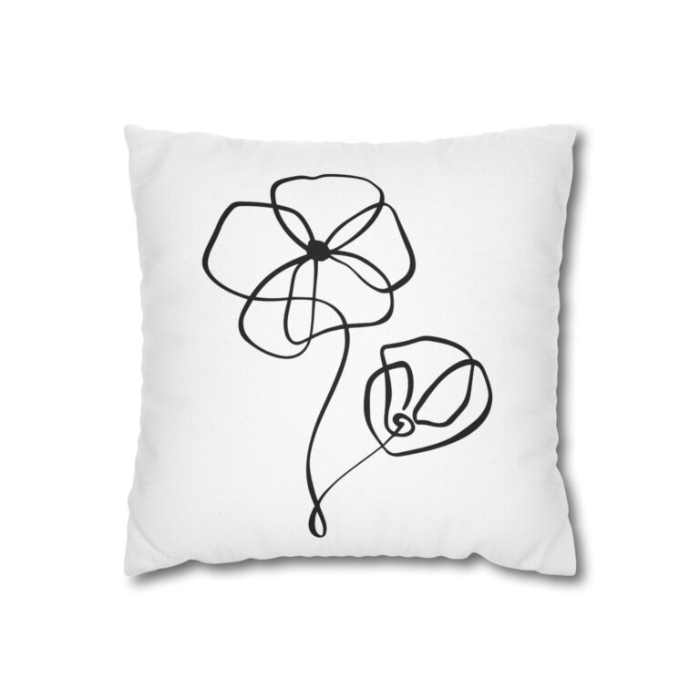 Minimal Line Art Floral Pillowcase — Modern Botanical Decorative Pillow