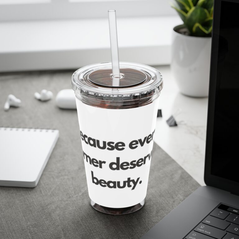 16oz Sunsplash Tumbler with Straw — 'Because Every Corner Deserves Beauty' Insulated Travel Cup