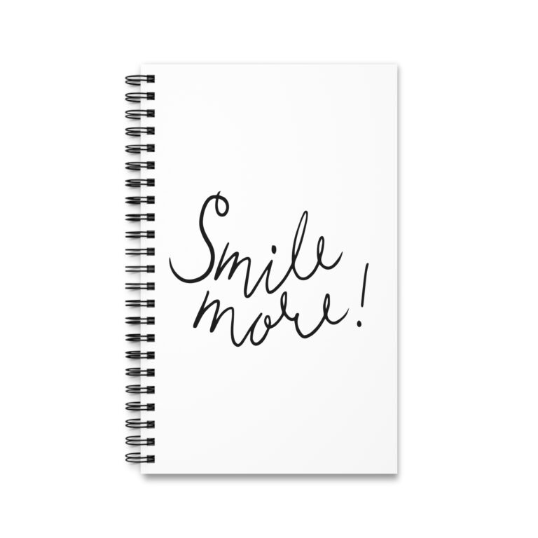 Smile More Spiral Journal — Minimalist White Notebook for Positivity & Daily Notes
