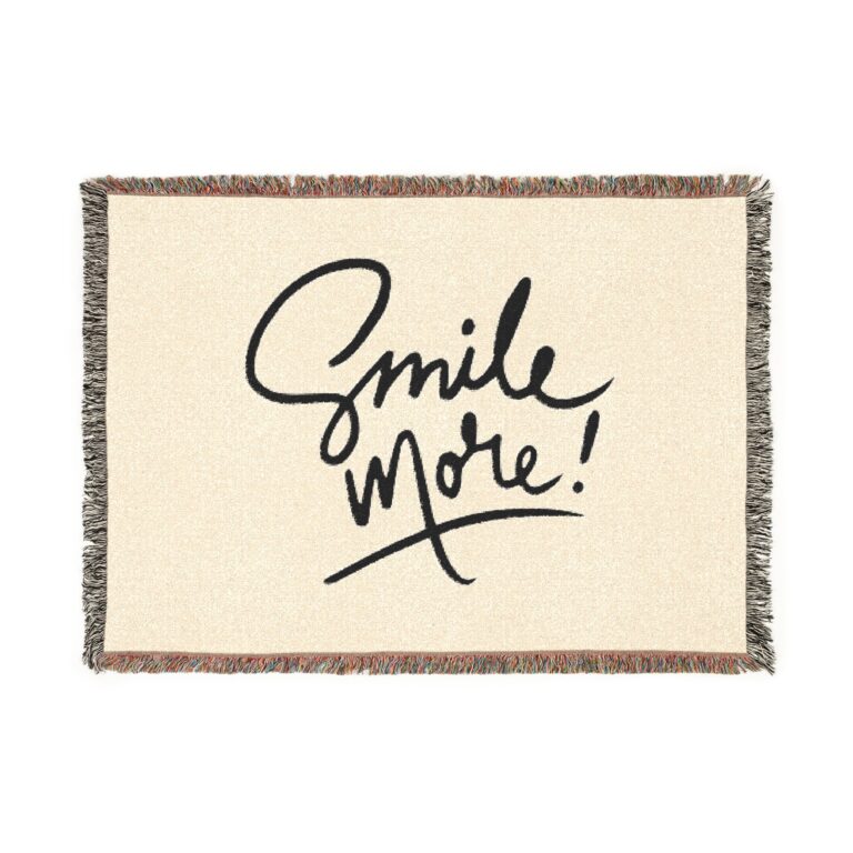 Smile More Woven Throw Blanket