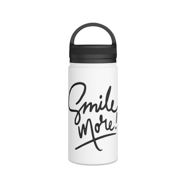 Smile More Stainless Steel Water Bottle — Insulated Handle-Lid Bottle