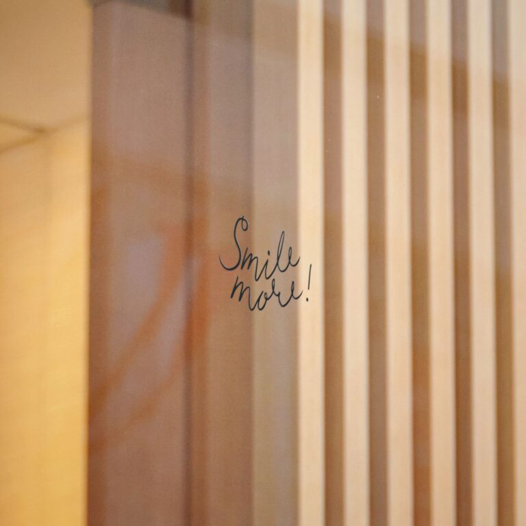 Smile More Die-Cut Sticker — Handwritten Positive Quote Sticker