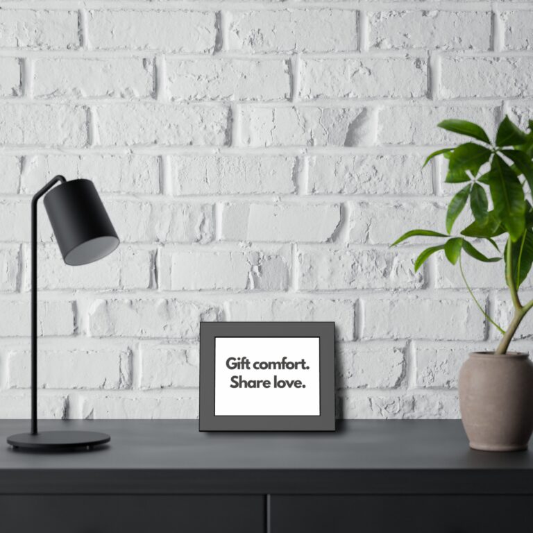 Framed Poster – "Gift comfort. Share love." Minimalist Wall Art