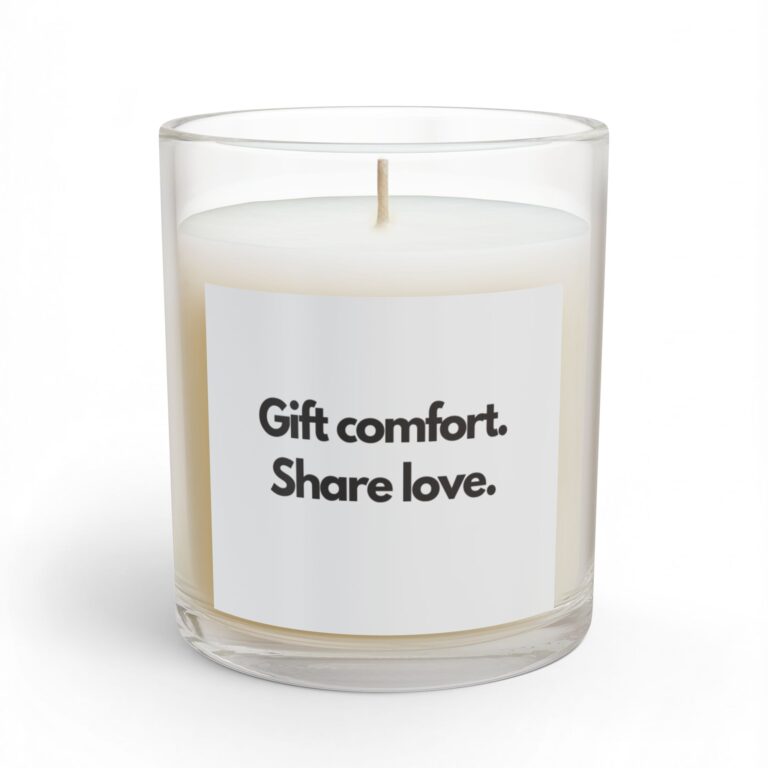 Soy Glass Candle - "Gift comfort. Share love." Minimalist Scented Candle (11oz)