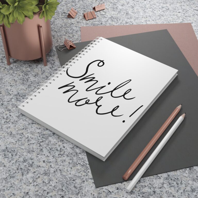 Smile More Spiral Notebook — Minimal Heart Doodle Journal for Positivity & Notes