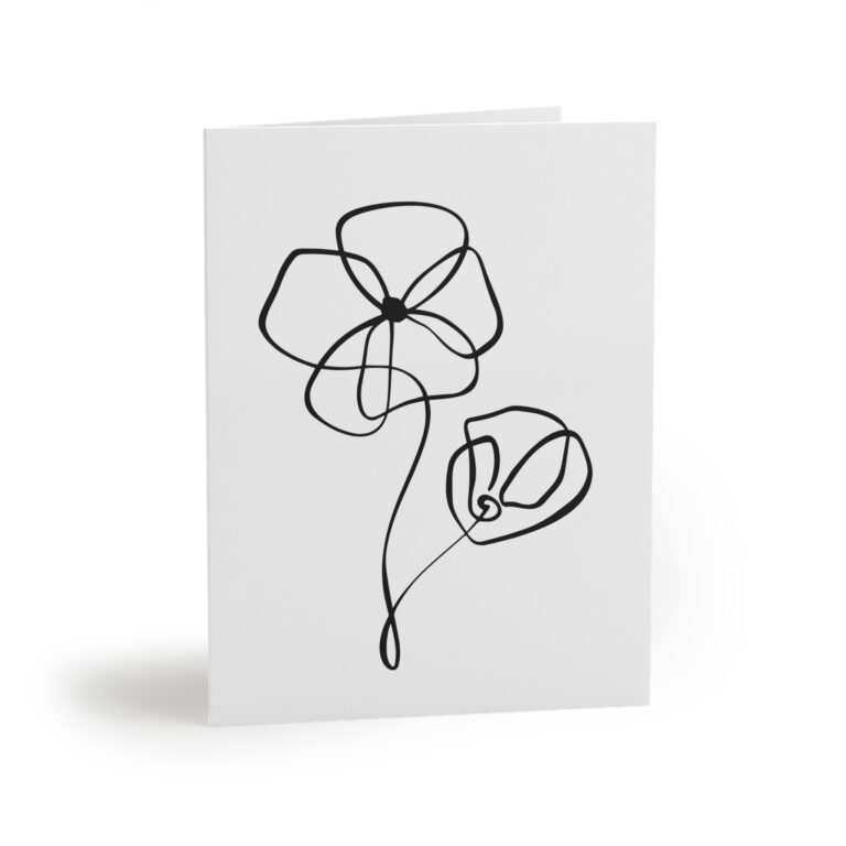 Minimal Line Flower Greeting Cards — Blank Note Cards (Set of 8/16/24)