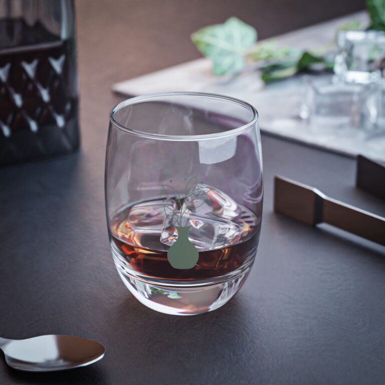 Floral Vase Whiskey Glass — Minimal Botanical Stem Tumbler