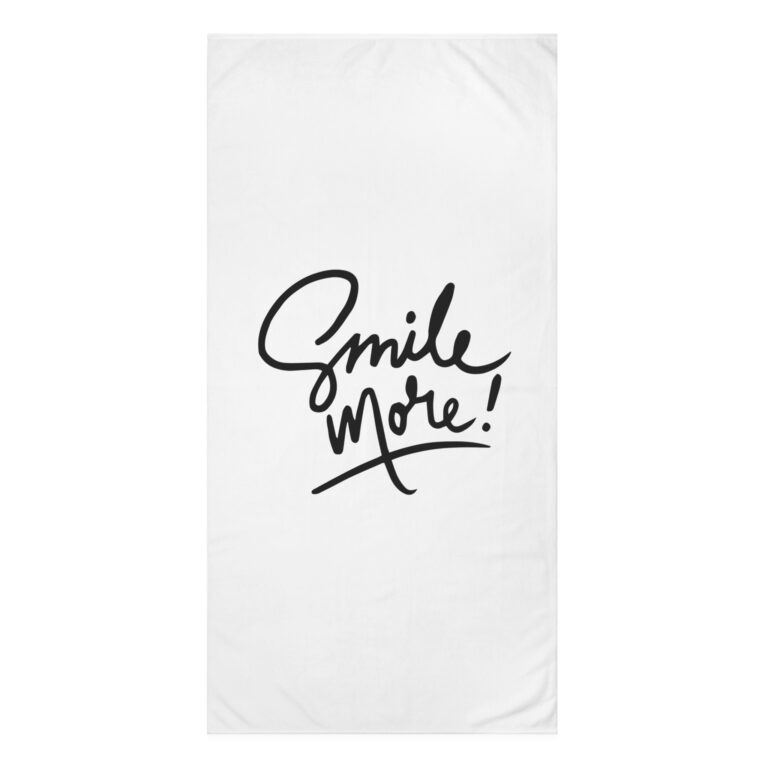 Smile More Cotton Towel — Minimal Script Beach & Bath Towel