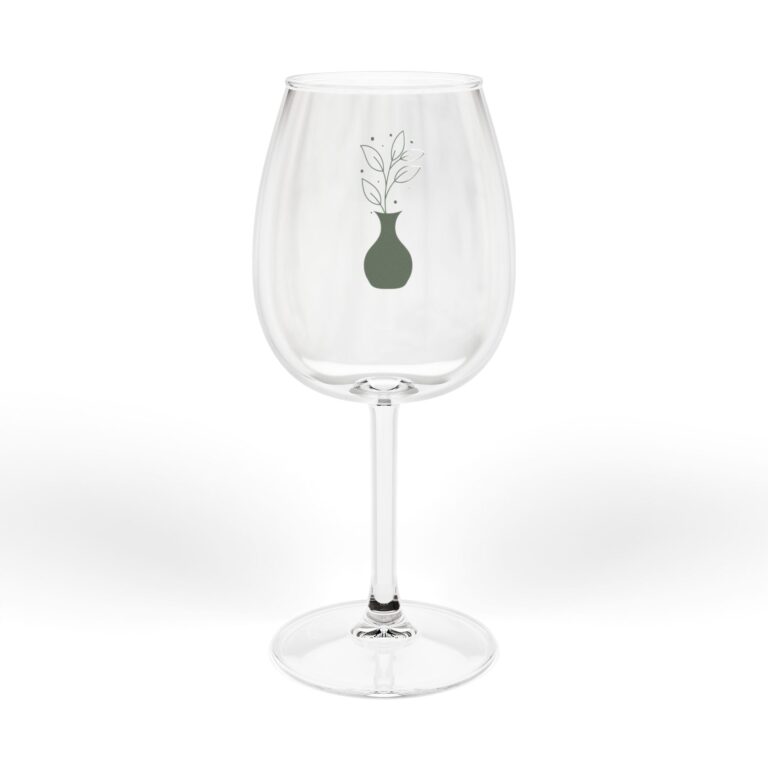 12oz Stemmed Wine Glass with Minimal Floral Vase Design — Elegant Glassware for Gifts & Entertaining