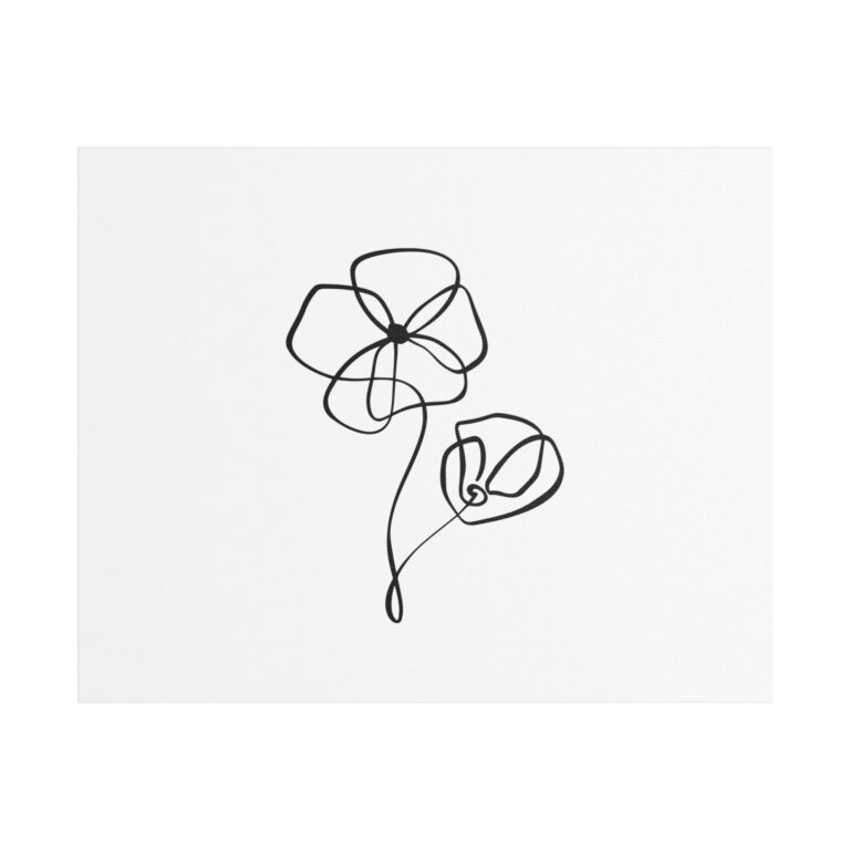 Minimal Line Flower Satin Canvas Print — Stretched Wall Art