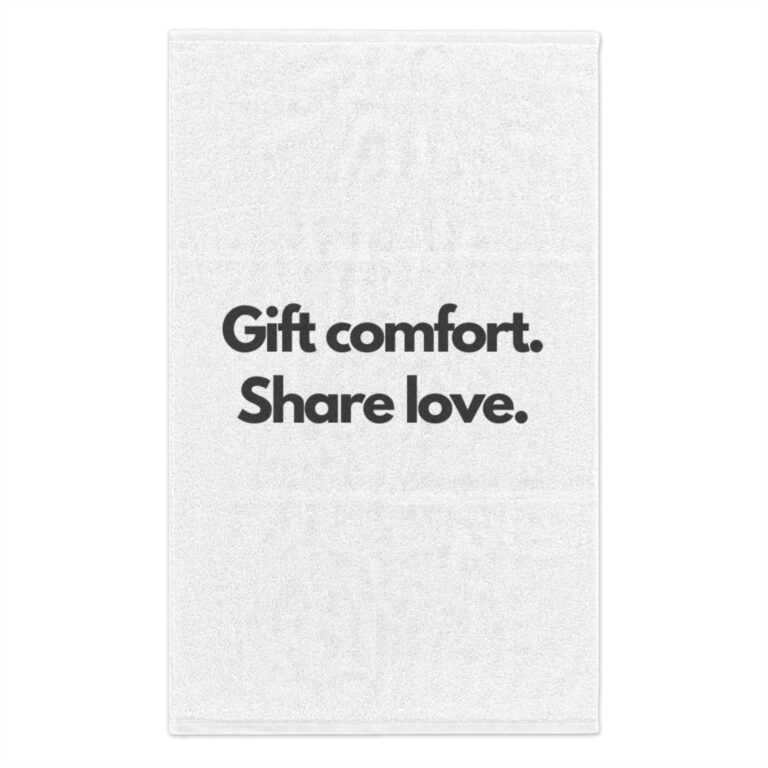 Rally Towel — "Gift Comfort. Share Love." Motivational Hand Towel (11x18)
