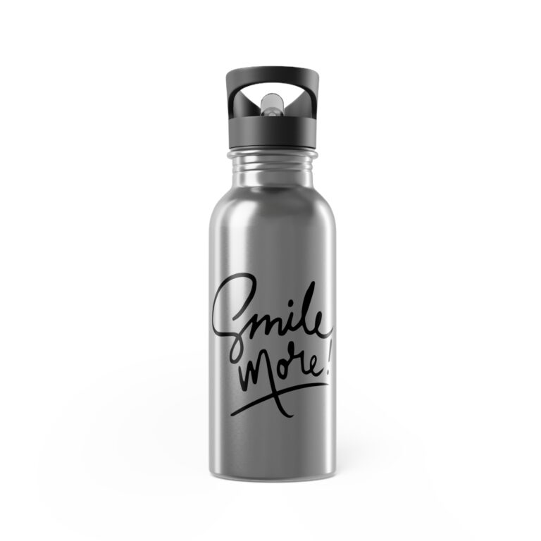 Stainless Steel Water Bottle — "Smile More" Insulated 20oz Bottle with Straw