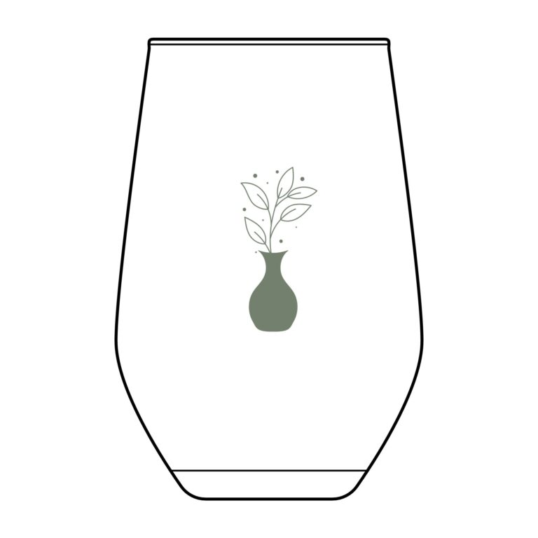 Engraved Stemless Wine Glass with Minimalist Vase Design — 11.5 oz