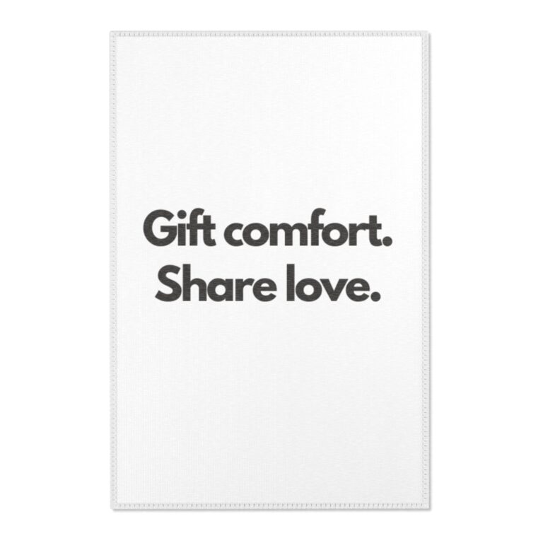 Area Rug — "Gift Comfort. Share Love." Minimalist Holiday Throw Rug