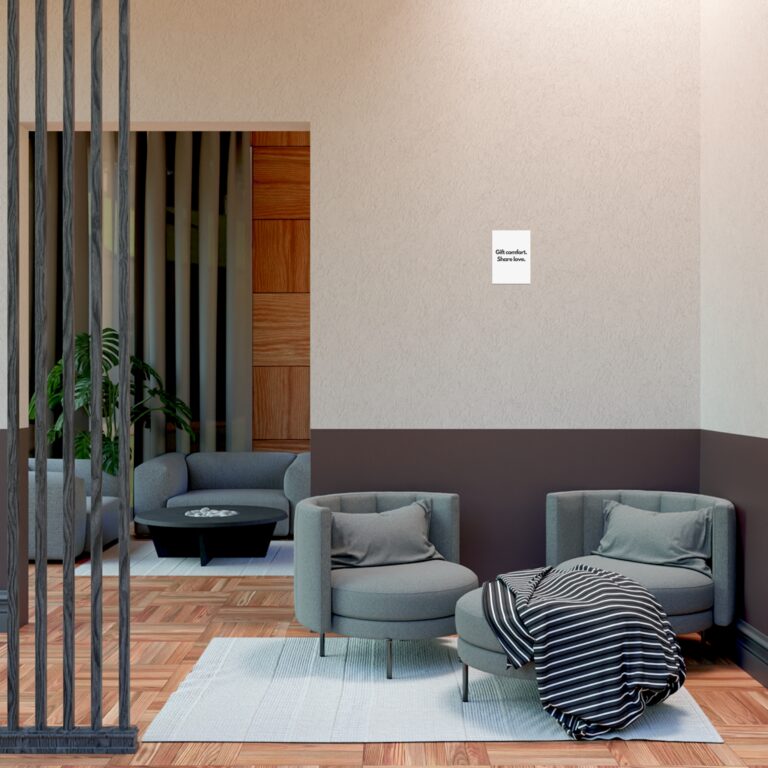 Uncoated Poster — "Gift comfort. Share love." Minimalist Wall Art for Living Room, Bedroom, or Gift