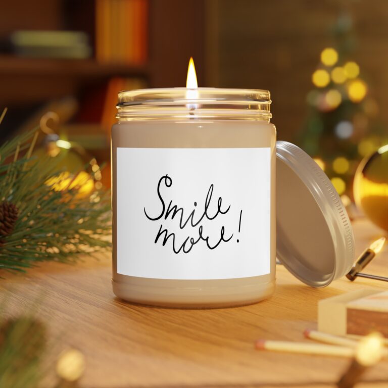 Smile More! Scented Soy Candle — 9oz Jar with White Lid