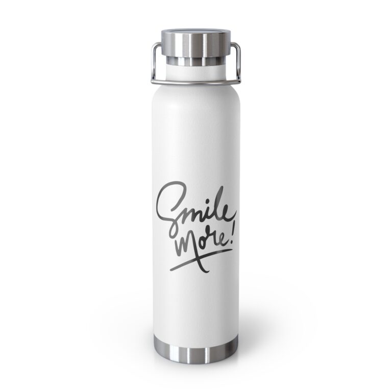 Smile More 22oz Insulated Water Bottle — Copper Vacuum Flask, Stainless Lid