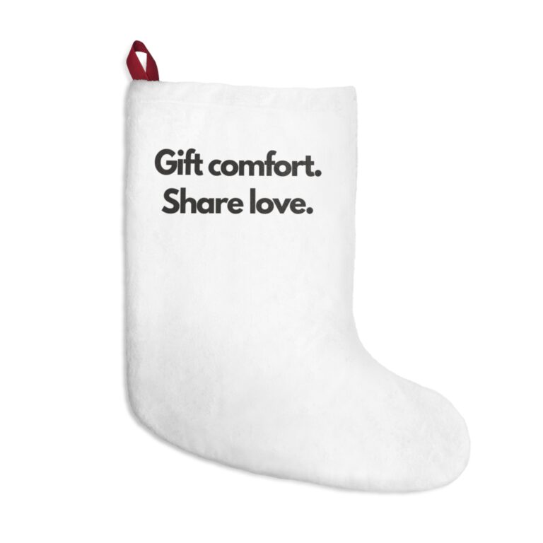 Christmas Stocking — 'Gift comfort. Share love.' Minimal Floral Holiday Stocking