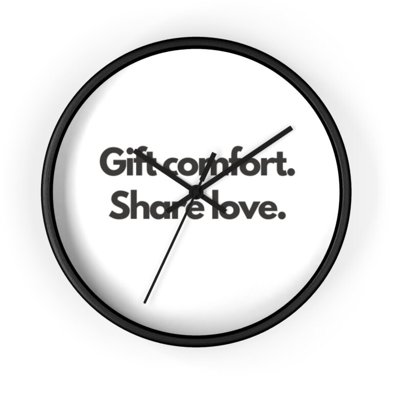 Wall Clock — "Gift Comfort. Share Love." Minimalist Typography Clock