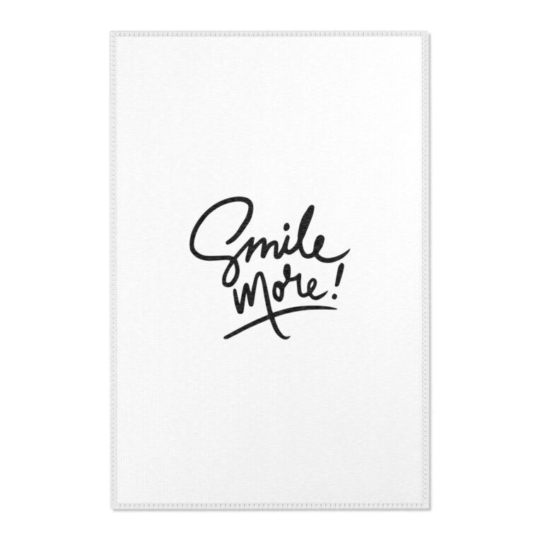 Smile More Area Rug — Minimal Handwritten Script Accent Rug
