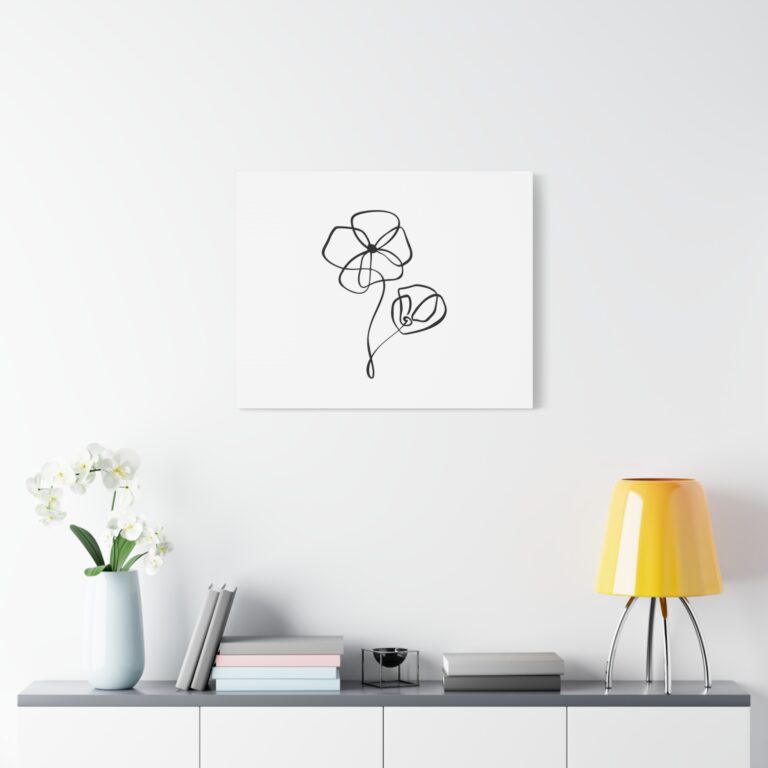 Minimal Line Flower Canvas Print — Modern Botanical Wall Art