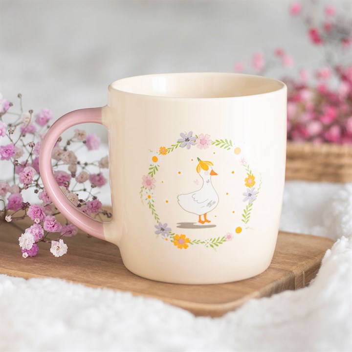 Floral Duck Ceramic Mug – Cute Cottage Style Coffee Cup (Gift Boxed)
