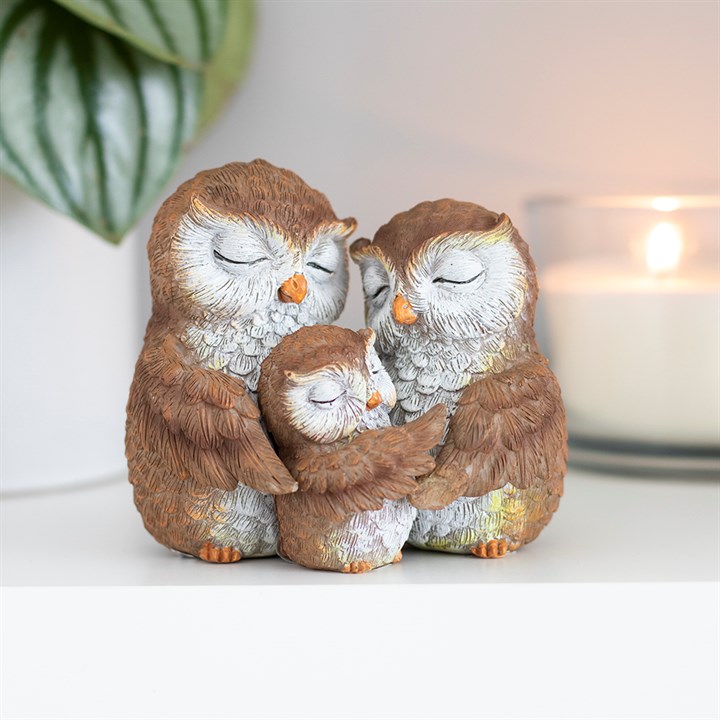 Owl Family Resin Ornament – “Owl-Ways Be Together” Decorative Figurine