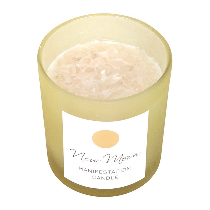 New Moon Wild Orange Crystal Chip Candle – Quartz Crystal Scented Candle