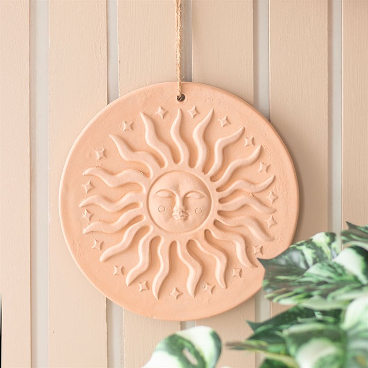 Terracotta Sun Hanging Plaque – Boho Sun Wall Decor